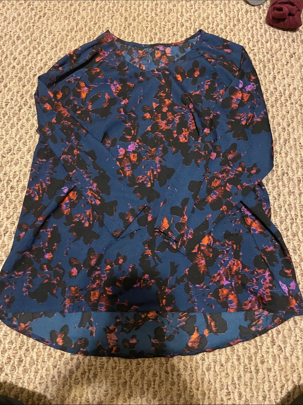 Blue Floral Long Sleeve Blouse